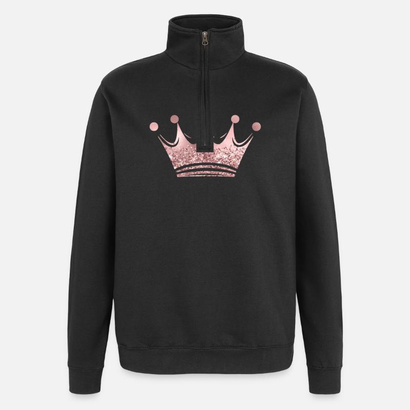 Queen/King Crown Glitter Personalizable - Quarter-Zip Sweatshirt - black