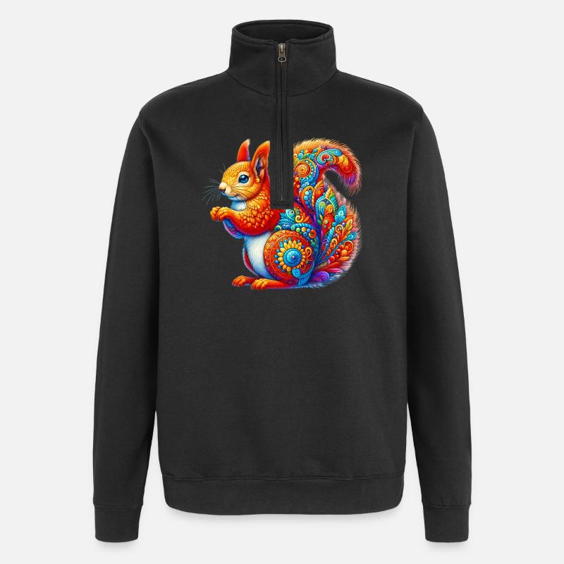 Eichhörnchen - Quarter-Zip-Sweatshirt - Schwarz
