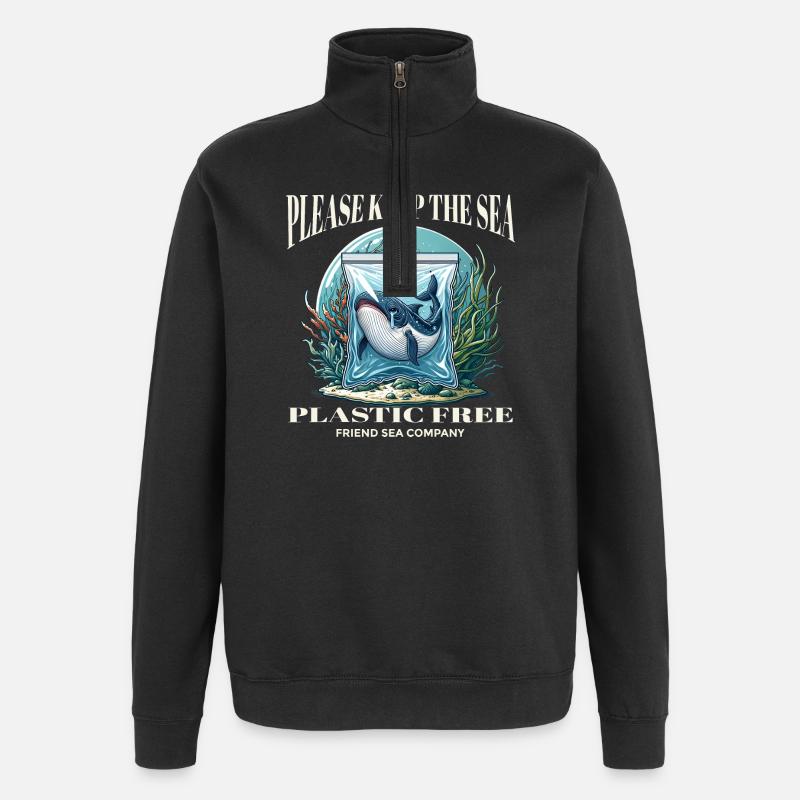 Wale und Plastik - Quarter-Zip-Sweatshirt - Schwarz