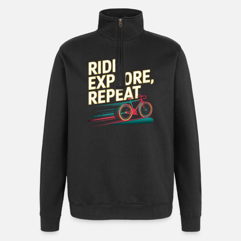 Ride Explore Repeat - Quarter-Zip Sweatshirt - black
