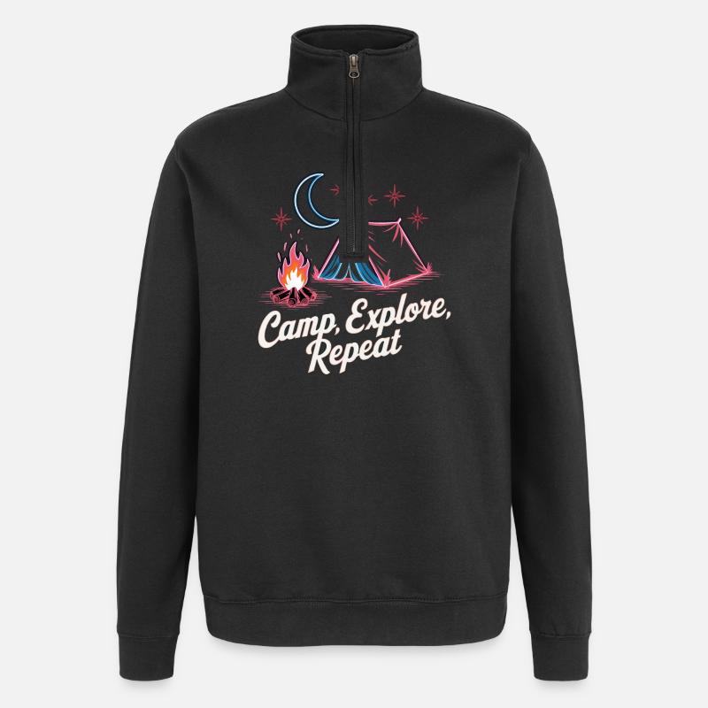 Camp Explore Repeat - Sweat à zip 1/4 - noir