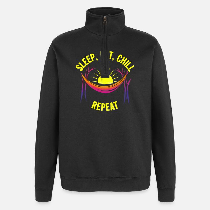 Sleep Eat Chill Repeat - Quarter-Zip Sweatshirt - black