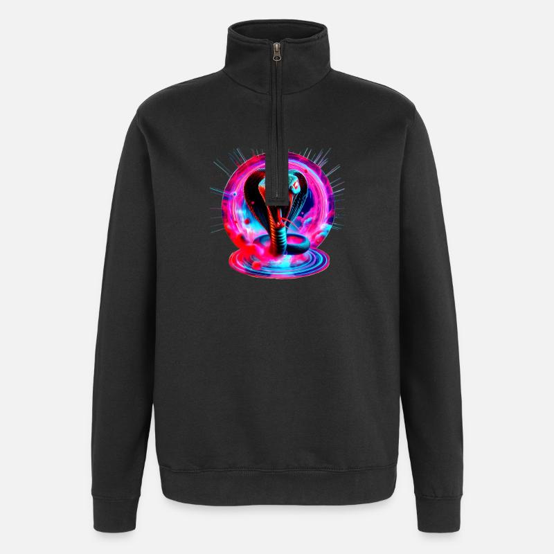 Schlange (02) - Quarter-Zip-Sweatshirt - Schwarz