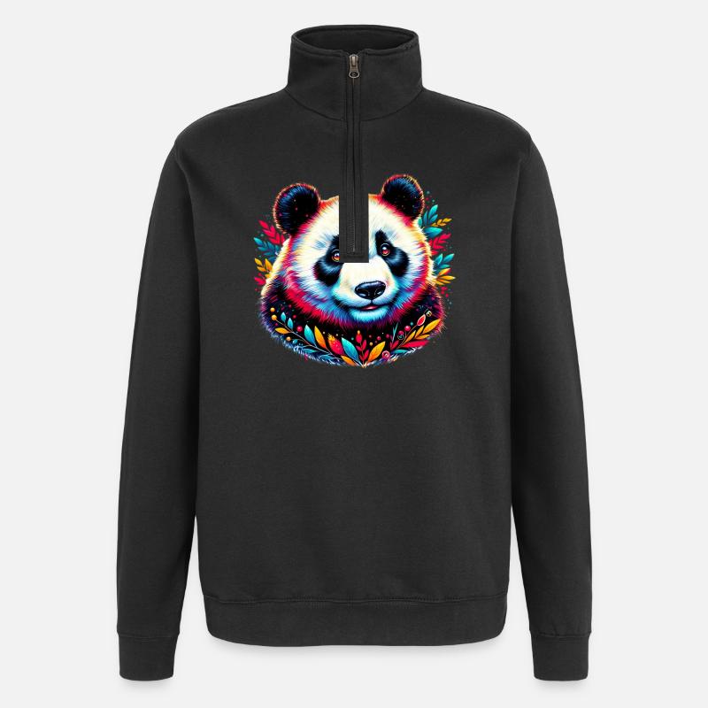 Panda - Sweat à zip 1/4 - noir