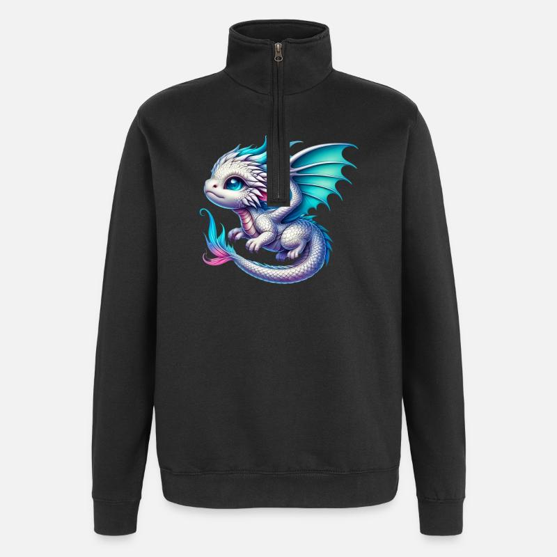 Drache - Quarter-Zip-Sweatshirt - Schwarz