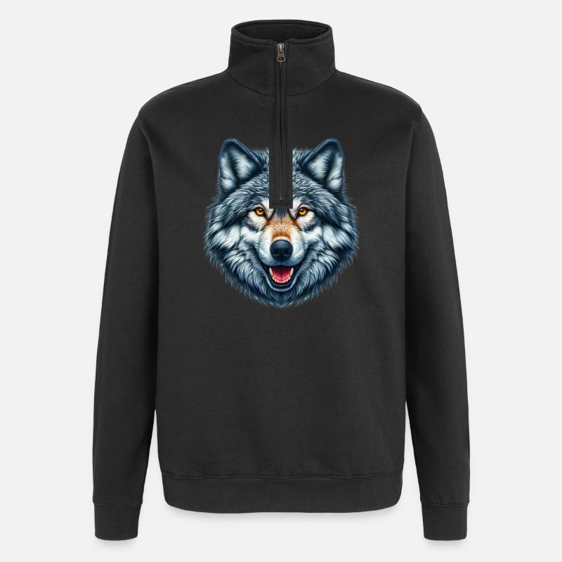Wolf - Quarter-Zip Sweatshirt - black