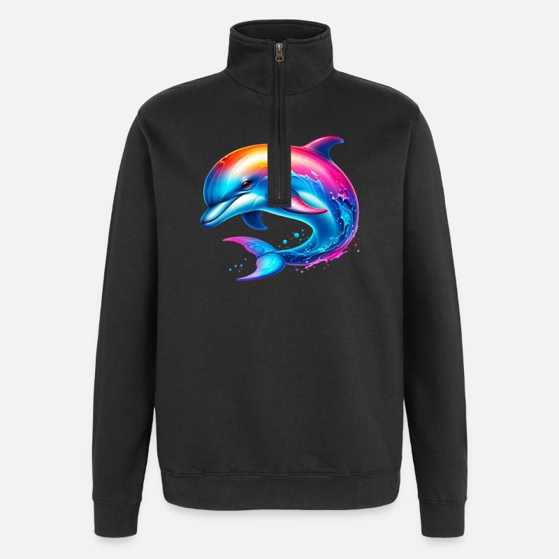 Delfin - Quarter-Zip-Sweatshirt - Schwarz