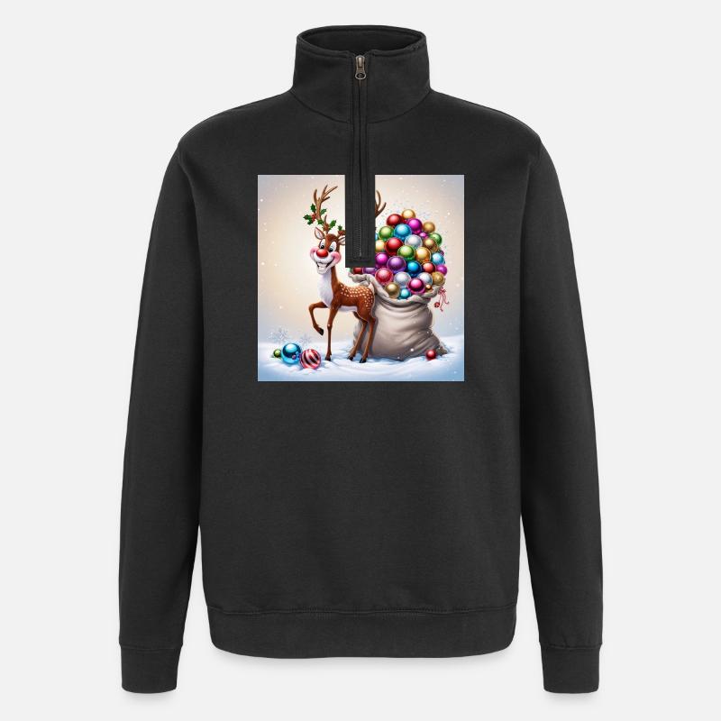 Renne mignon - Sweat à zip 1/4 - noir