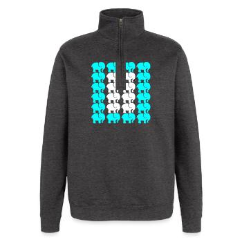 ÉLÉPHANT - Sweat à zip 1/4 - charbon - Devant - AI Model Female 172 light (172cm) & AI Model Male 178 dark (178cm)