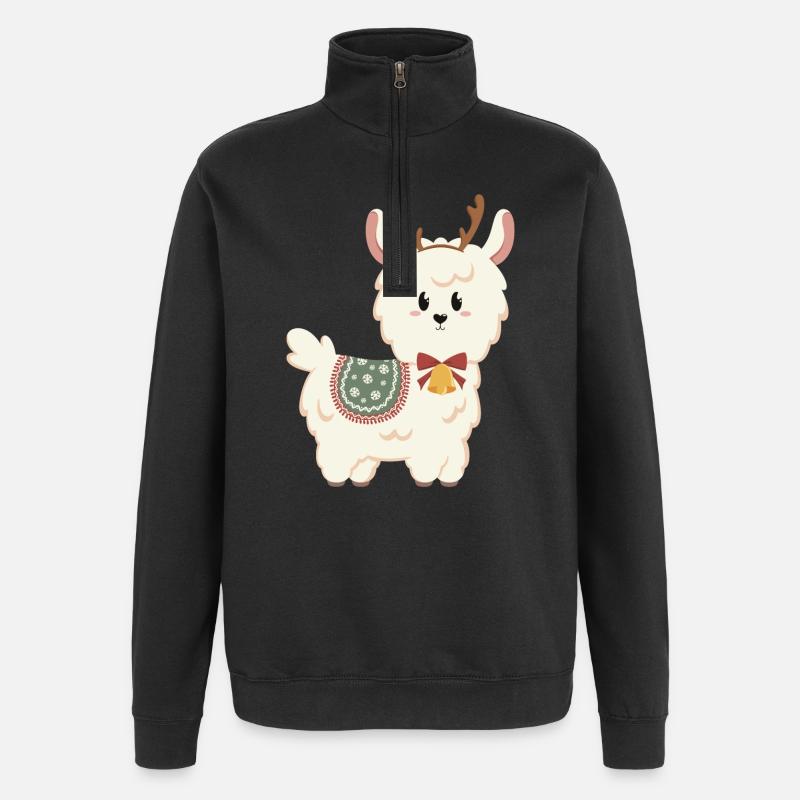 Alpaga blanc pour Noël - Sweat à zip 1/4 - noir