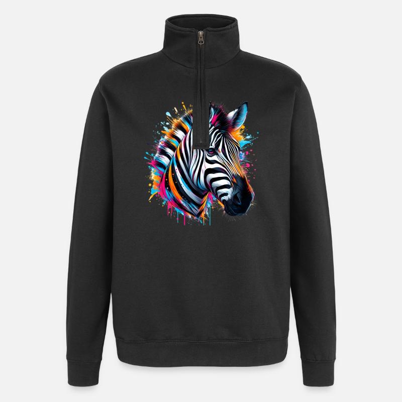 Zebra - Quarter-Zip Sweatshirt - black