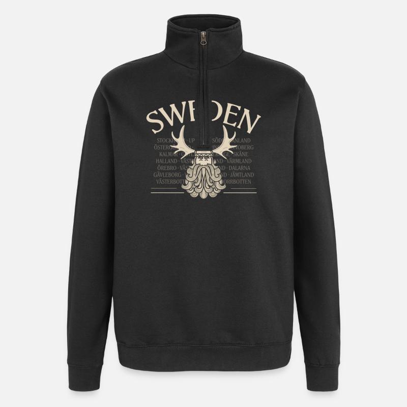 Sweden - Viking Beard - Moose - Quarter-Zip-Sweatshirt - Schwarz