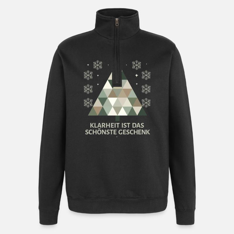 Minimalistischer Weihnachtsbaum: Schlichte Eleganz - Quarter-Zip-Sweatshirt - Schwarz
