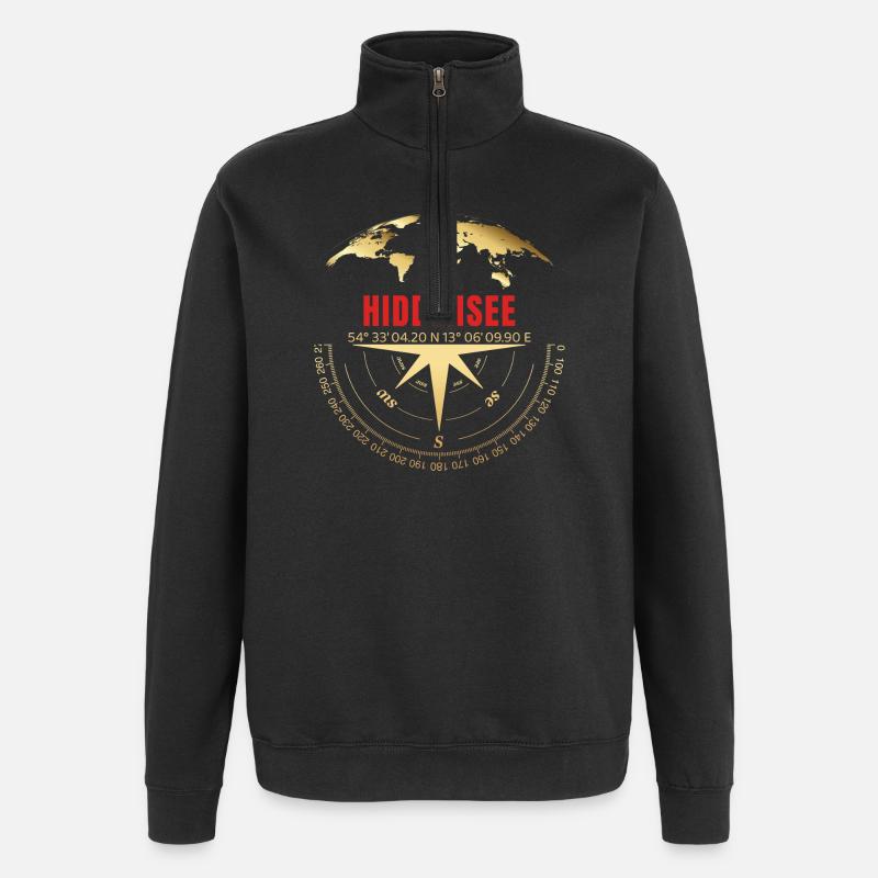 Koordinaten Hiddensee - Quarter-Zip-Sweatshirt - Schwarz