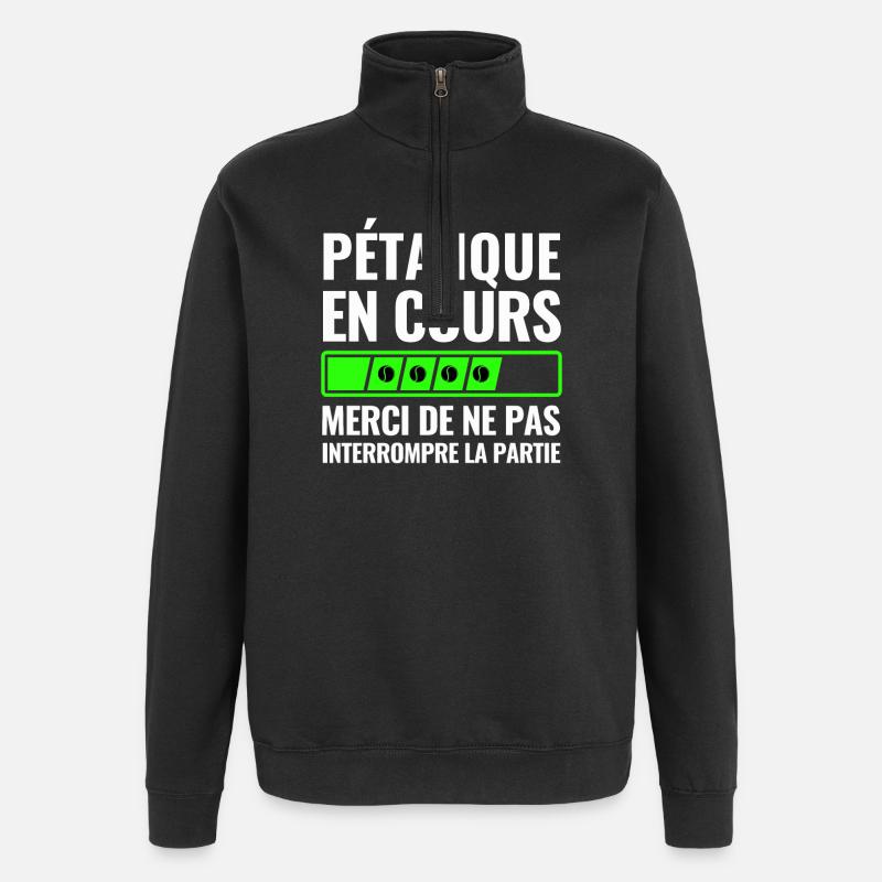 Pétanque In Arbeit - Quarter-Zip-Sweatshirt - Schwarz