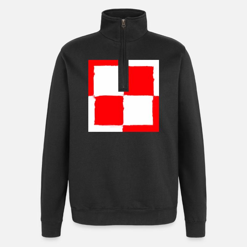 Schachbrettsymbol des polnischen Polens - Quarter-Zip-Sweatshirt - Schwarz