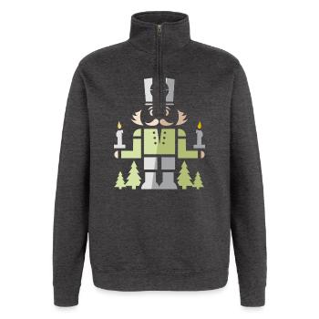 Nussknacker Bergmann – Erzgebirge Kunst Symbol - Quarter-Zip-Sweatshirt - Anthrazit - Vorne - AI Model Female 172 light (172cm) & AI Model Male 178 dark (178cm)
