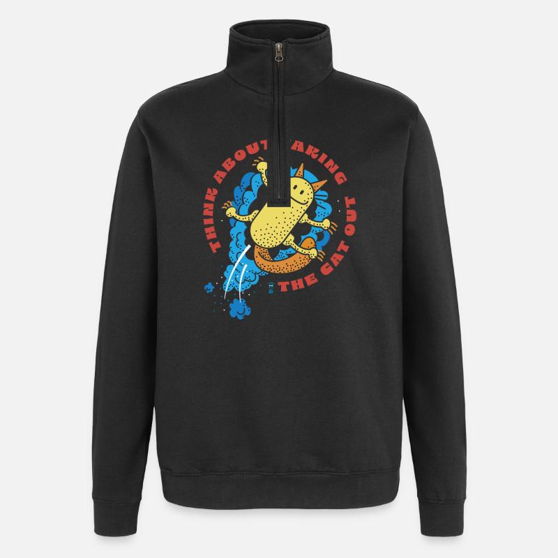 Cat Out - Quarter-Zip Sweatshirt - black