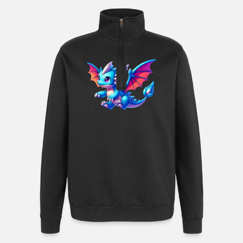 Drache - Quarter-Zip-Sweatshirt - Schwarz