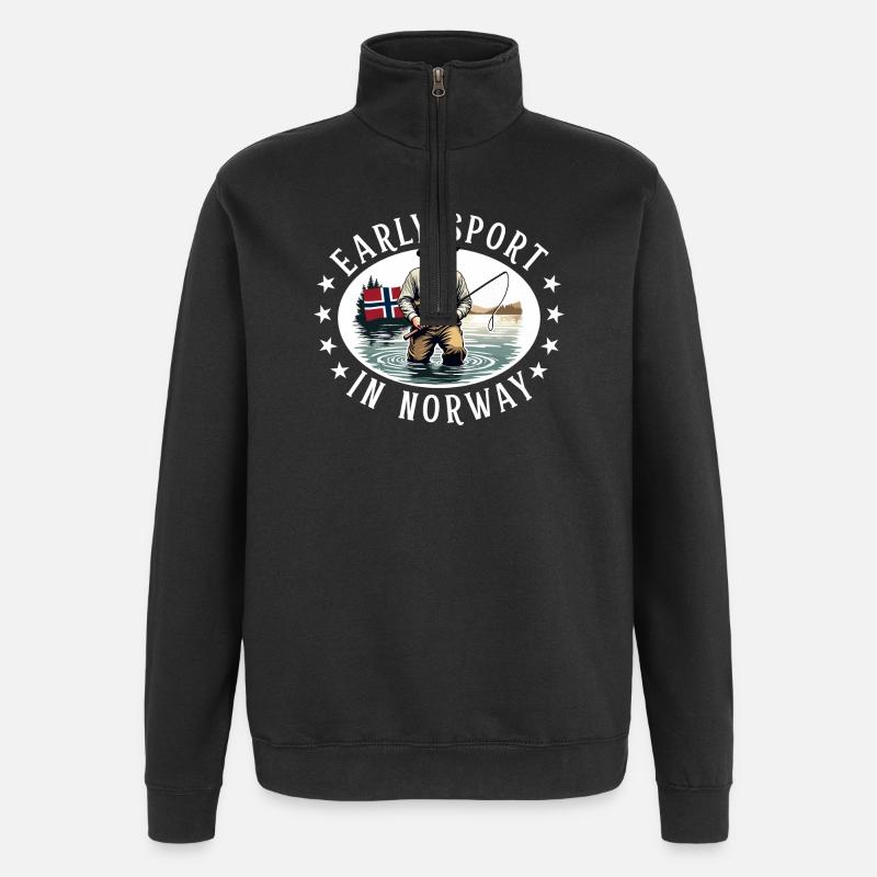 Pêche en Norvège - Sweat à zip 1/4 - noir