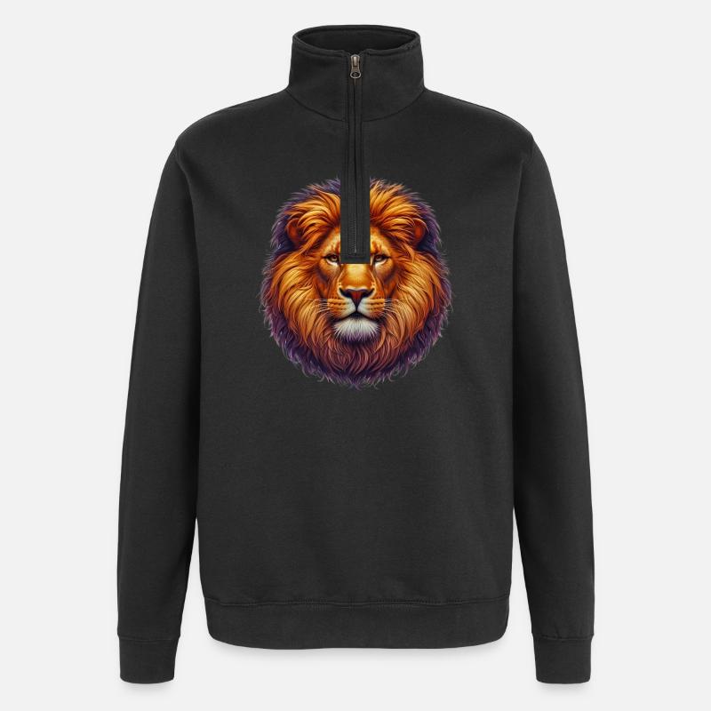Löwe - Quarter-Zip-Sweatshirt - Schwarz
