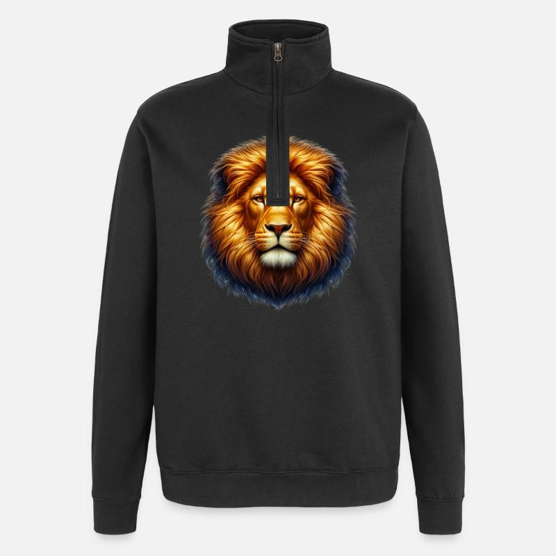 Löwe - Quarter-Zip-Sweatshirt - Schwarz
