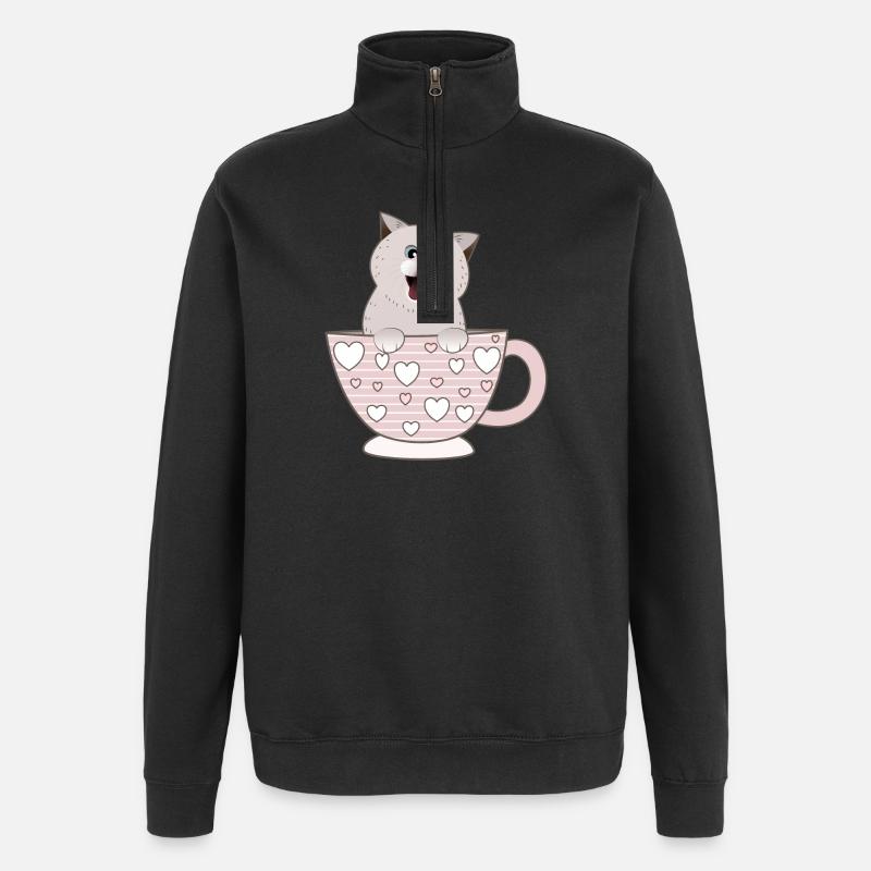 tasse chat mignon - Sweat à zip 1/4 - noir