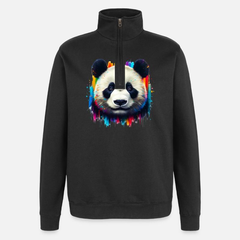 Panda - Sweat à zip 1/4 - noir