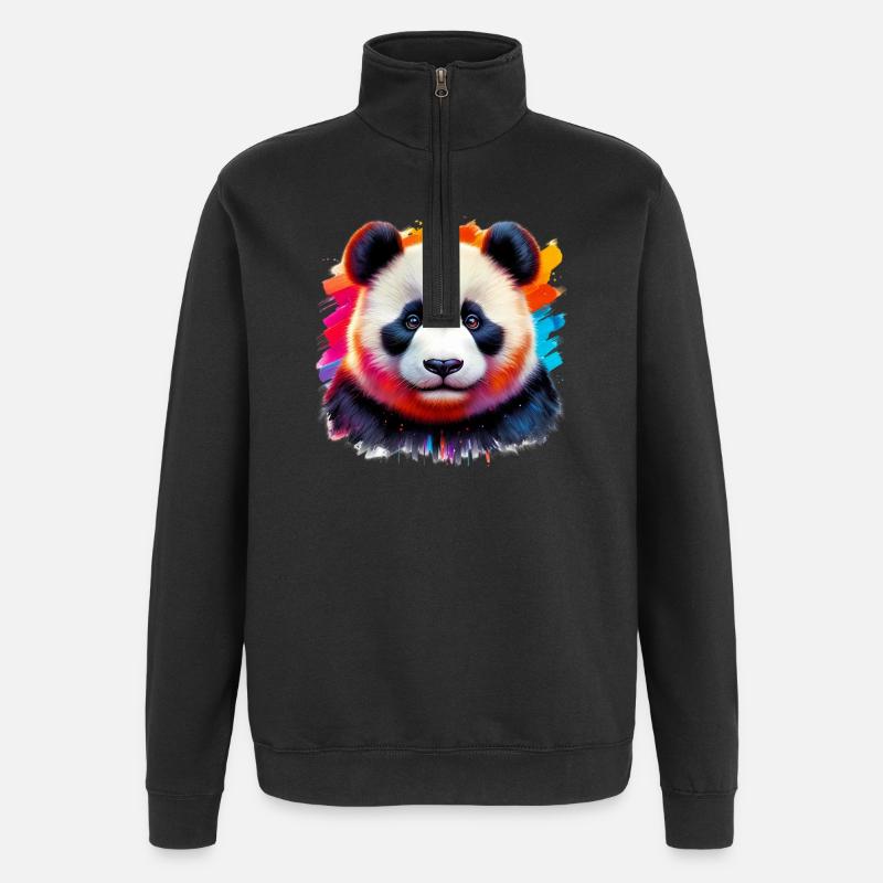 Panda - Sweat à zip 1/4 - noir