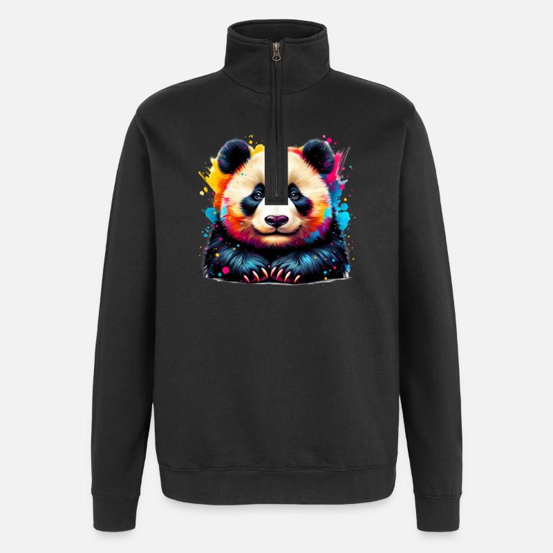 Panda - Sweat à zip 1/4 - noir