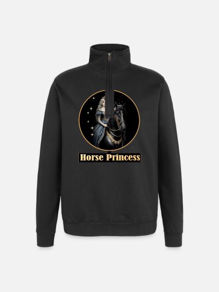 Princesse cheval avec des étoiles - Sweat à zip 1/4 - noir