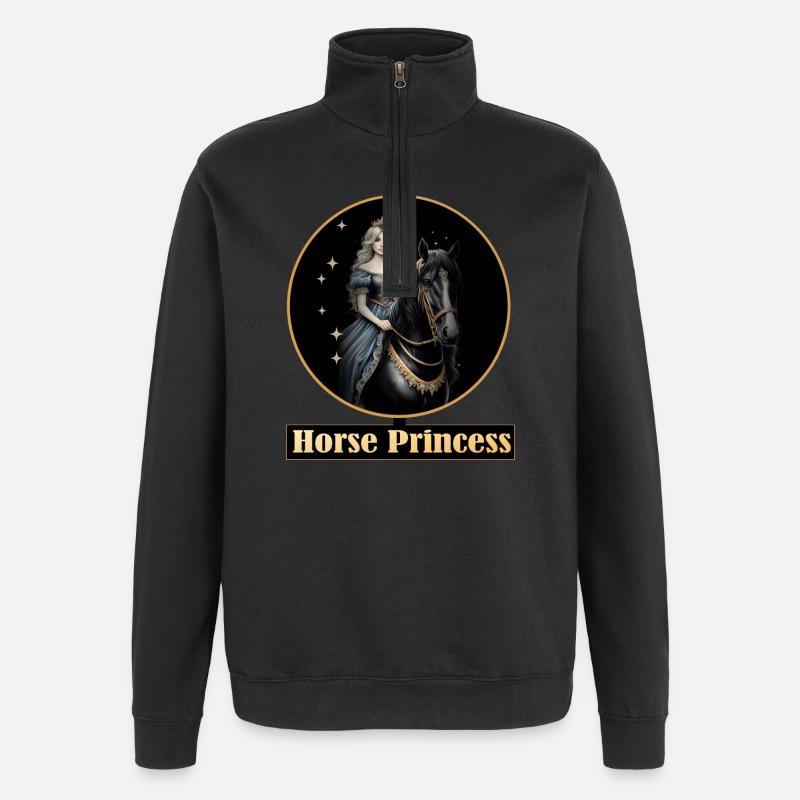 Princesse cheval avec des étoiles - Sweat à zip 1/4 - noir