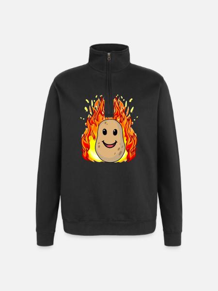 Vegetables Potato Potatoes fiery hot - Quarter-Zip Sweatshirt - black