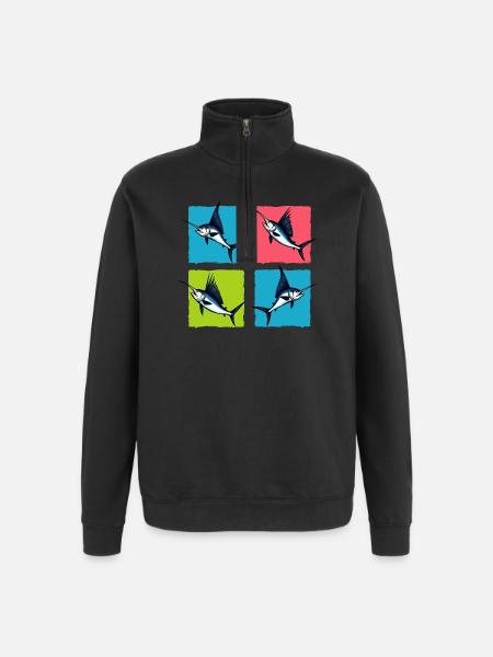 Espadon - Sweat à zip 1/4 - noir
