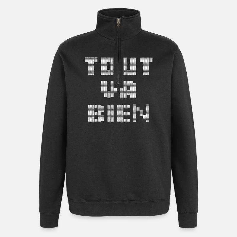 TOUT VA BIEN (ou pas) - Sweat à zip 1/4 - noir
