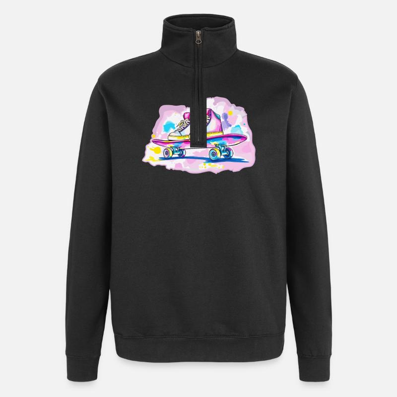 Skateboard mit Schuhe - Quarter-Zip-Sweatshirt - Schwarz