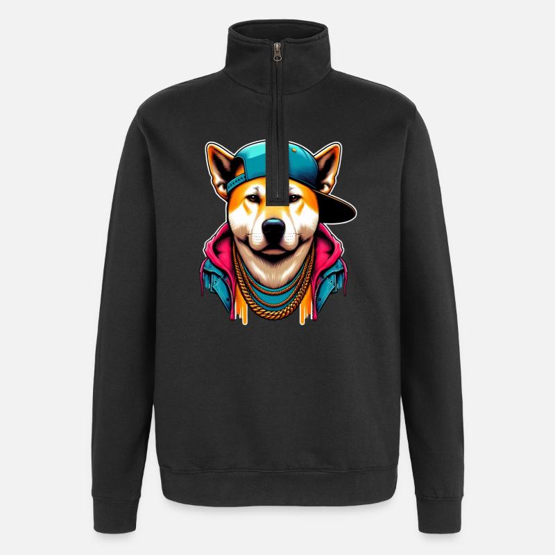 Chien - Sweat à zip 1/4 - noir