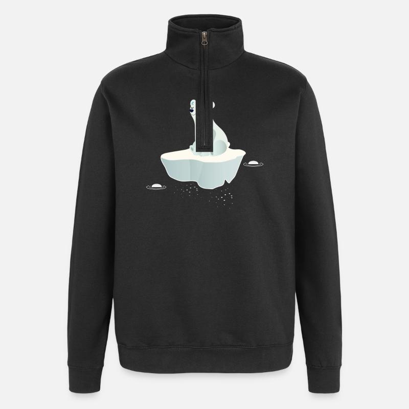 Träumender Eisbär auf einer Eisscholle - Quarter-Zip-Sweatshirt - Schwarz