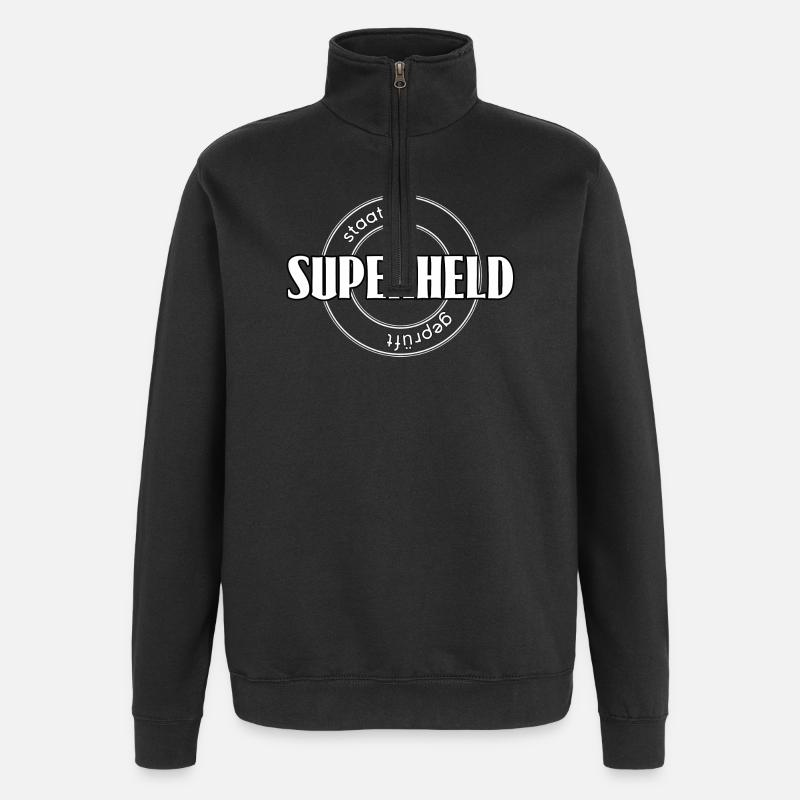 Superheld - Quarter-Zip-Sweatshirt - Schwarz
