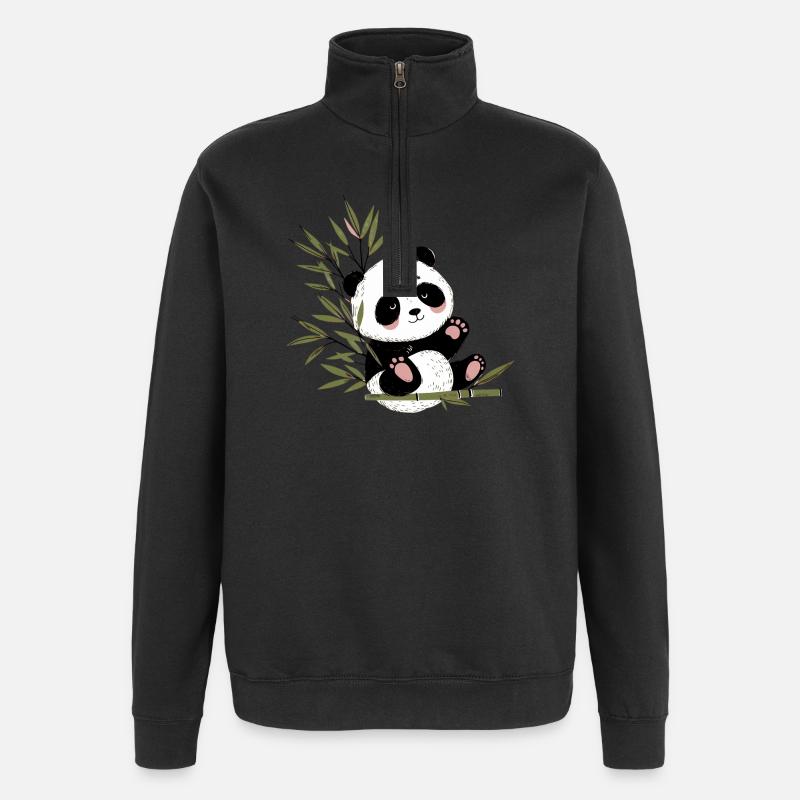 Panda - Sweat à zip 1/4 - noir