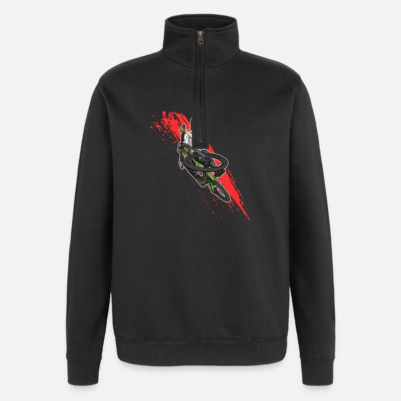 Freestyle-Mountainbiken in Aktion - Quarter-Zip-Sweatshirt - Schwarz