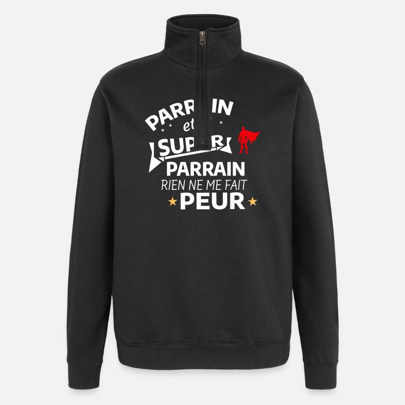Custom Super Godfather with Caped Heroic - Quarter-Zip Sweatshirt - black