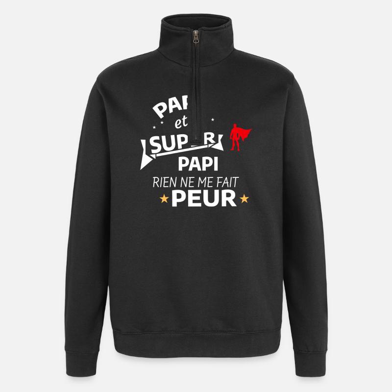 Superheld Humor Vaterschaft Geschenk - Quarter-Zip-Sweatshirt - Schwarz