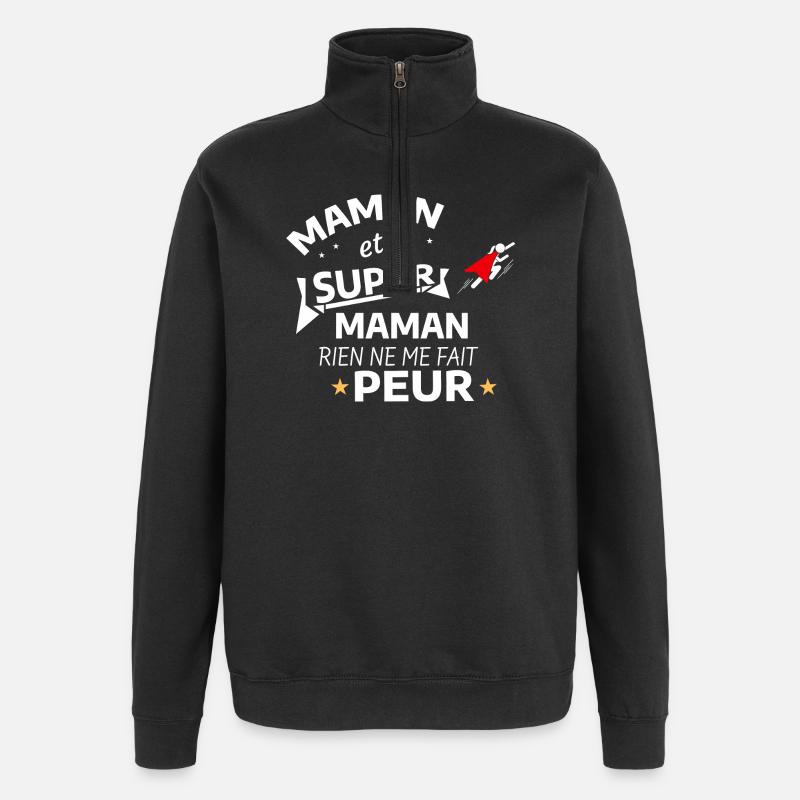 Mama Superheldin Edition - Quarter-Zip-Sweatshirt - Schwarz