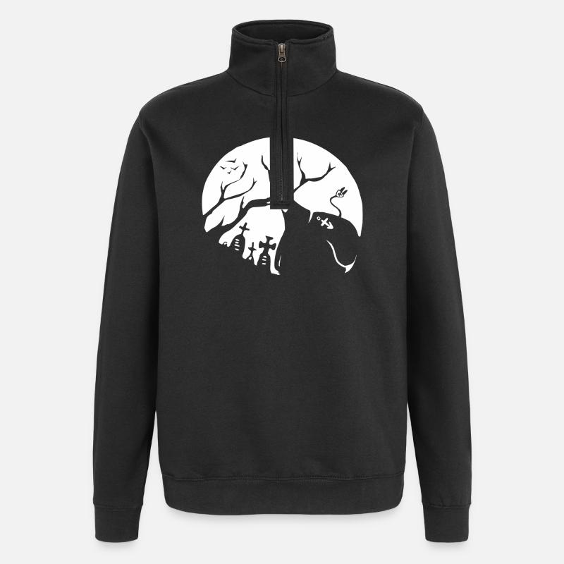 Silhouette d’animal nocturne - Sweat à zip 1/4 - noir