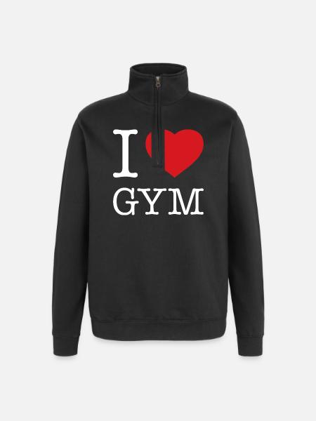 I LOVE GYM - Quarter-Zip Sweatshirt - black