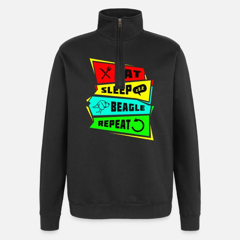 Eat Sleep Beagle Repeat - Quarter-Zip Sweatshirt - black