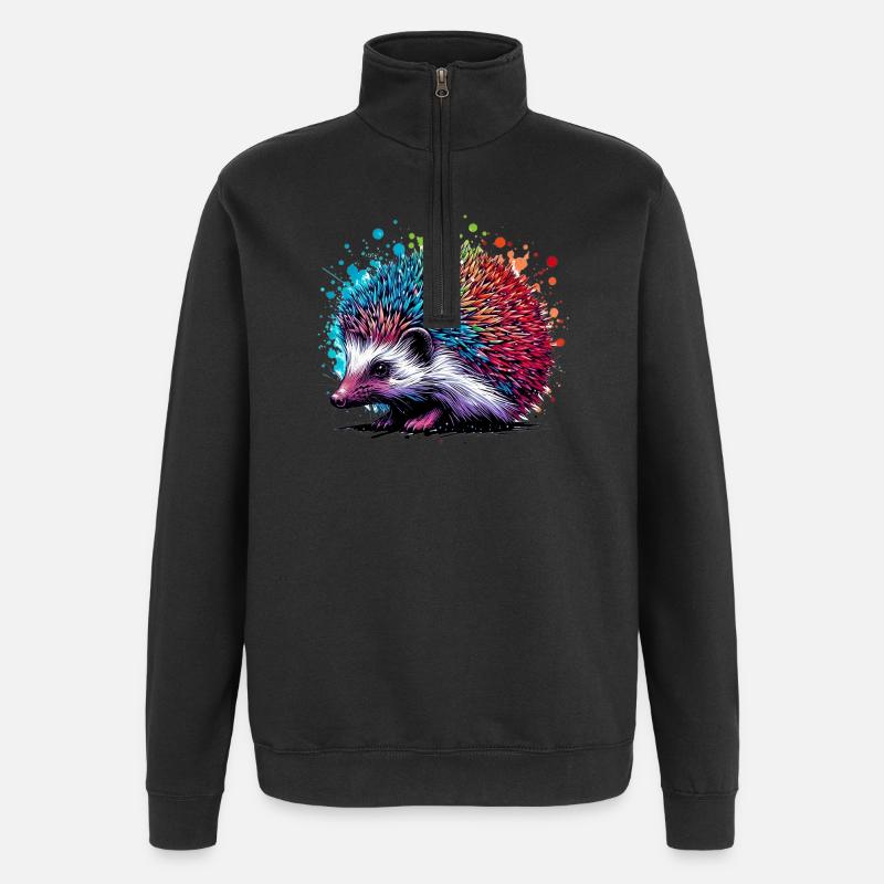 Hérisson - Sweat à zip 1/4 - noir