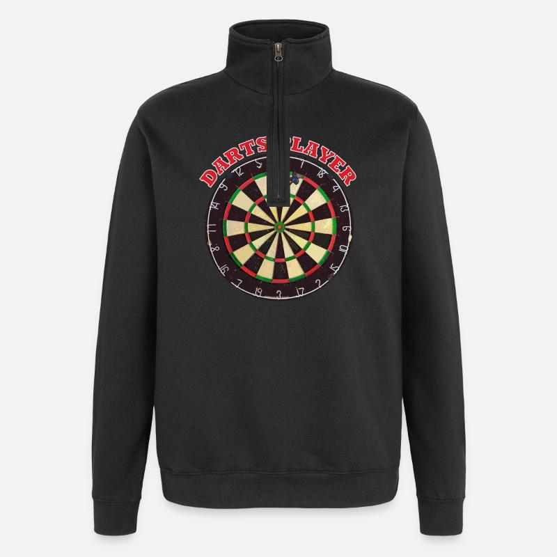 Darts Spieler Design mit Dartboard - Quarter-Zip-Sweatshirt - Schwarz
