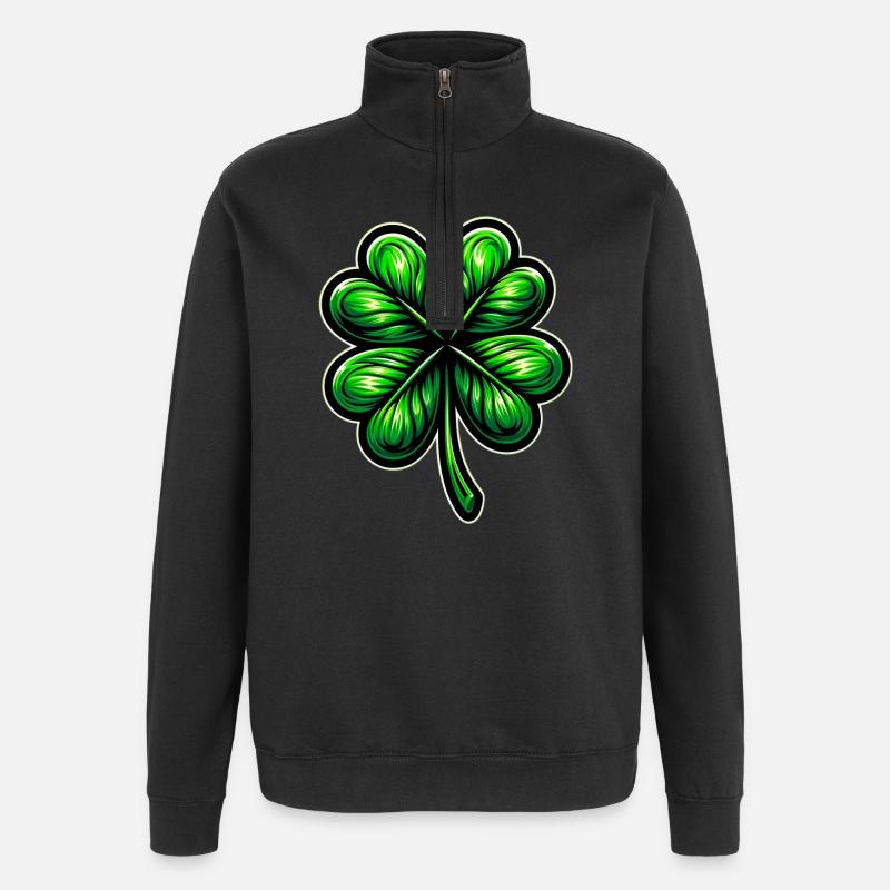 Trèfle à quatre feuilles - Sweat à zip 1/4 - noir